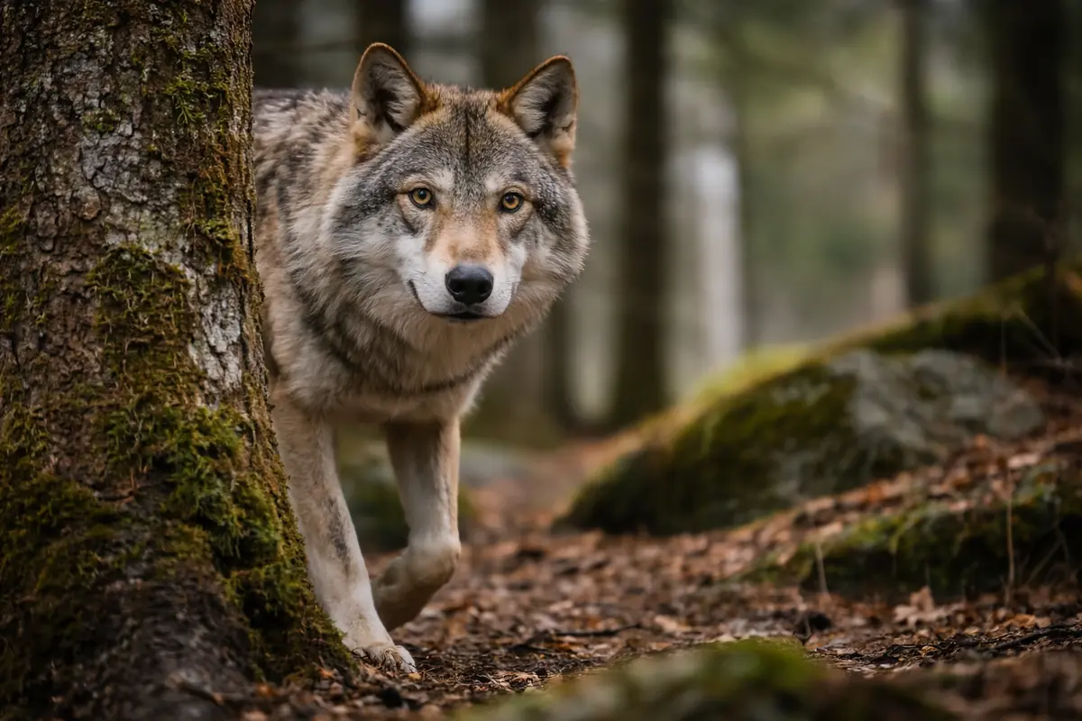 lupo nel bosco